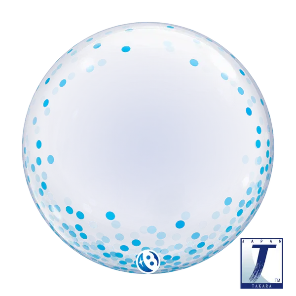 Blue confetti - Personalised 24" bubble balloon