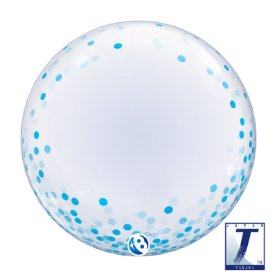 Blue confetti - Personalised 24" bubble balloon