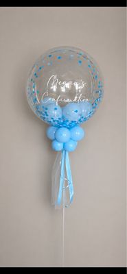 Blue confetti - Personalised 24" bubble balloon