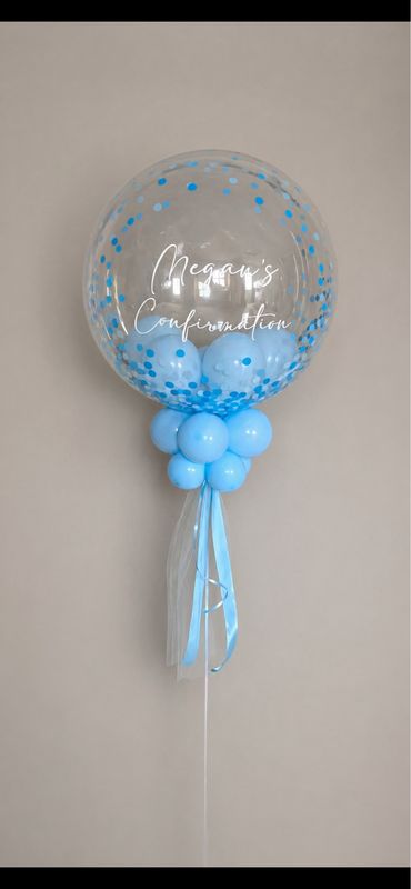 Blue confetti - Personalised 24" bubble balloon