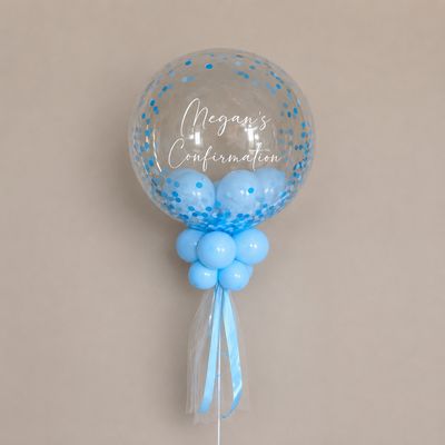 Personalised Bubble Balloon - Blue Confetti