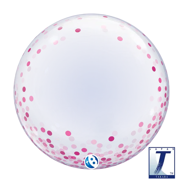 Pink confetti - Personalised 24" bubble balloon