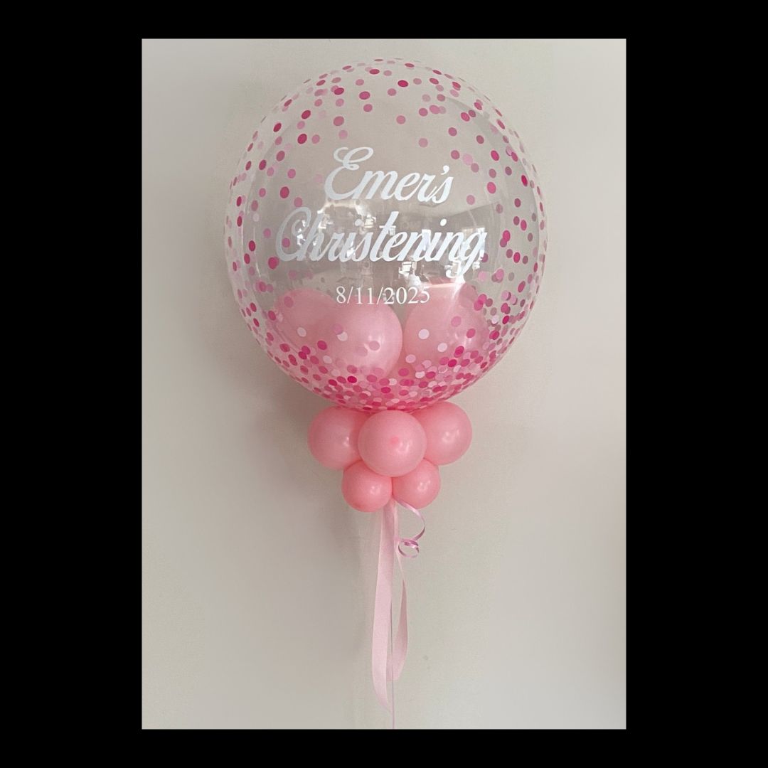 Pink confetti - Personalised 24" bubble balloon