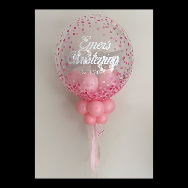 Pink confetti - Personalised 24" bubble balloon