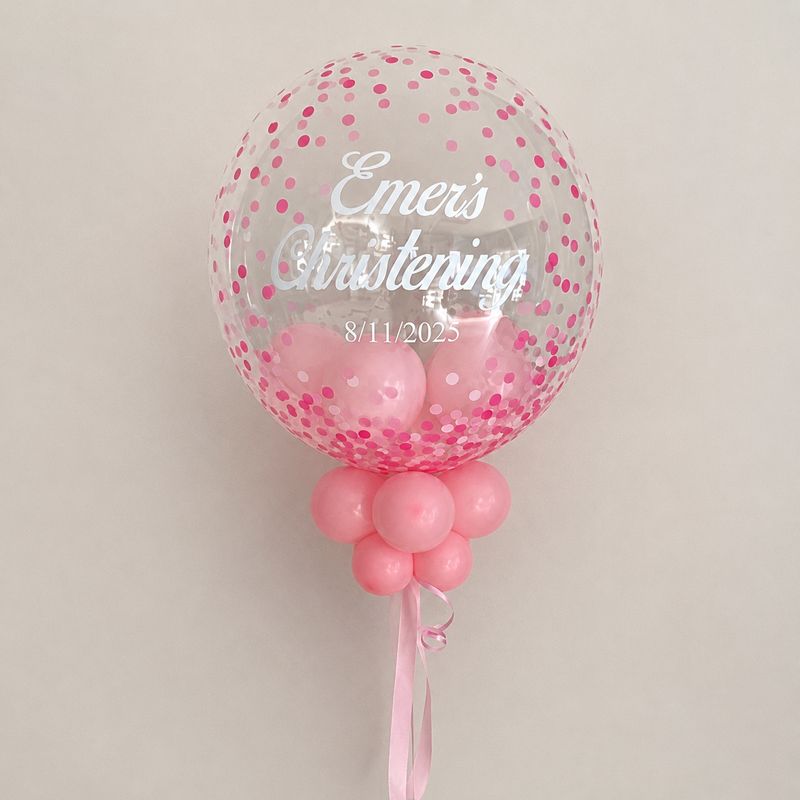 Personalised Bubble Balloon - Pink Confetti