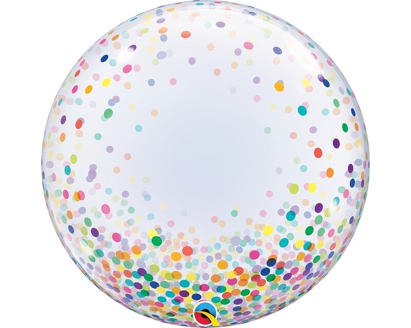 Colourful confetti - Personalised 24" bubble balloon