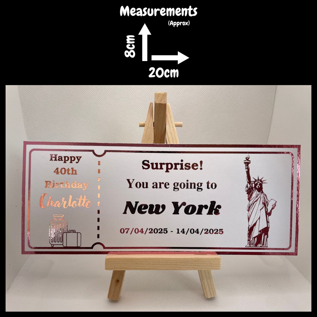 Personalised Foil Ticket - Holiday or Getaway