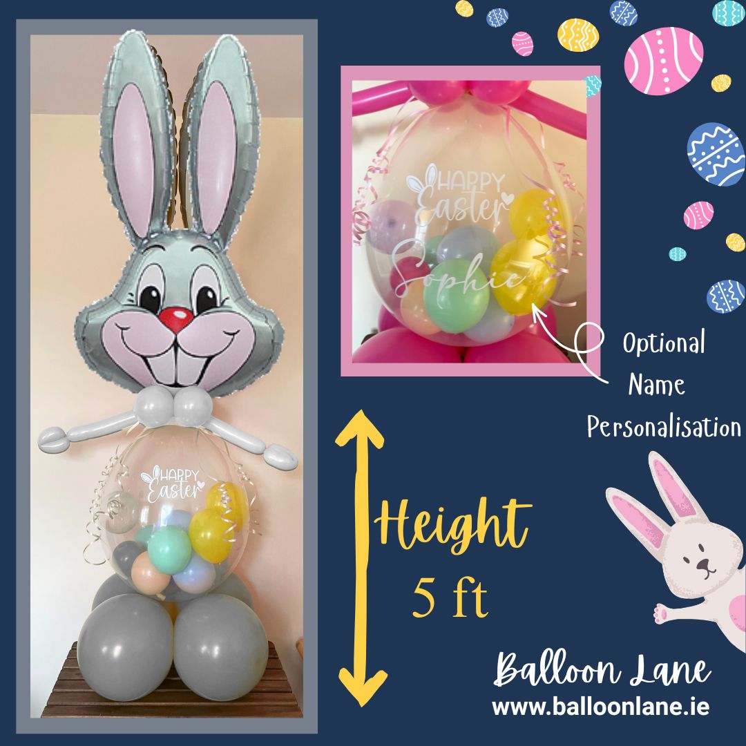 Grey Silver/White Easter Bunny - Easter egg included