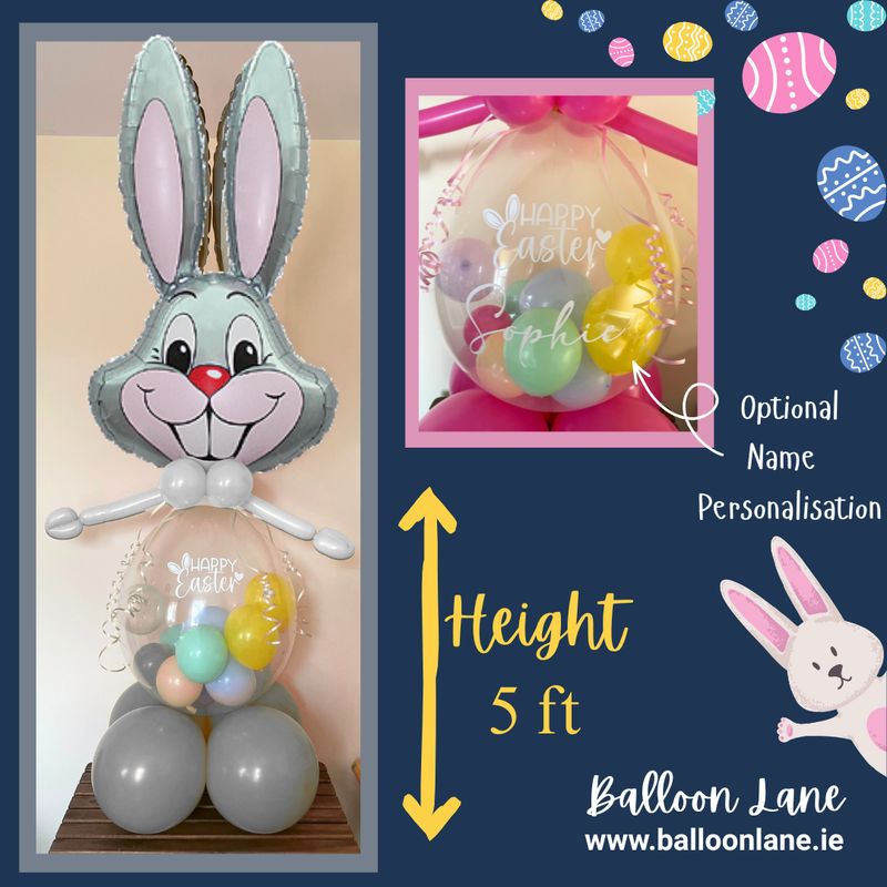 Grey Silver/White Easter Bunny - Easter egg included