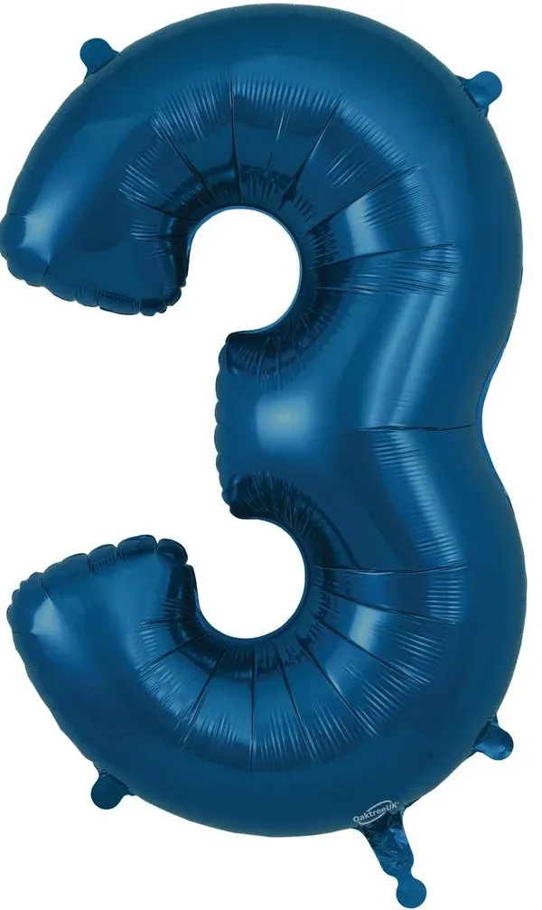 34"  Navy Blue foil number 3