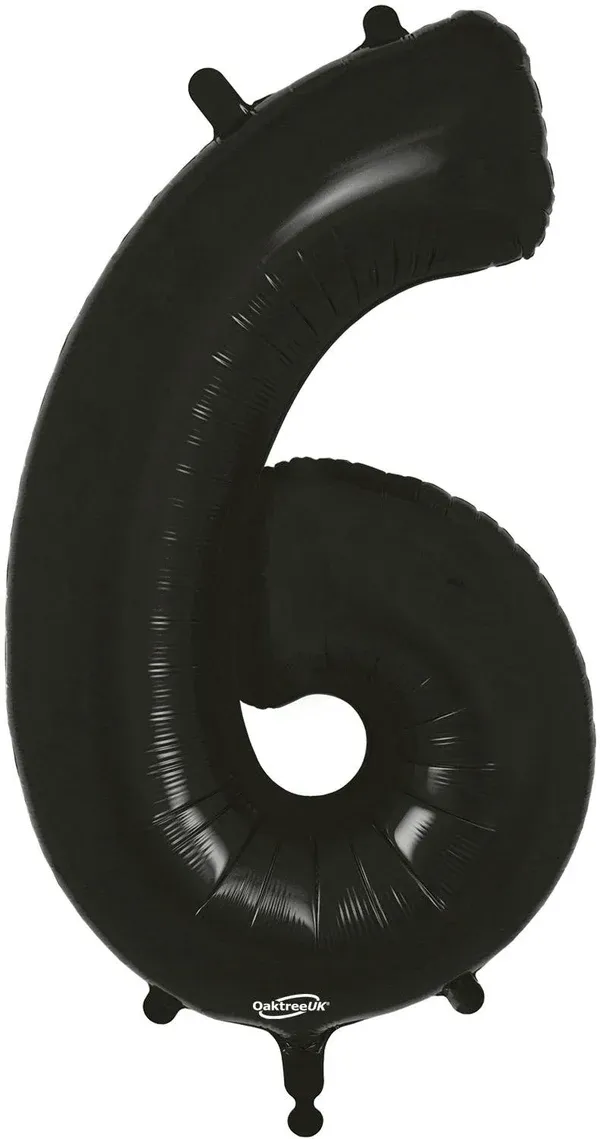 34"  Black foil number 6