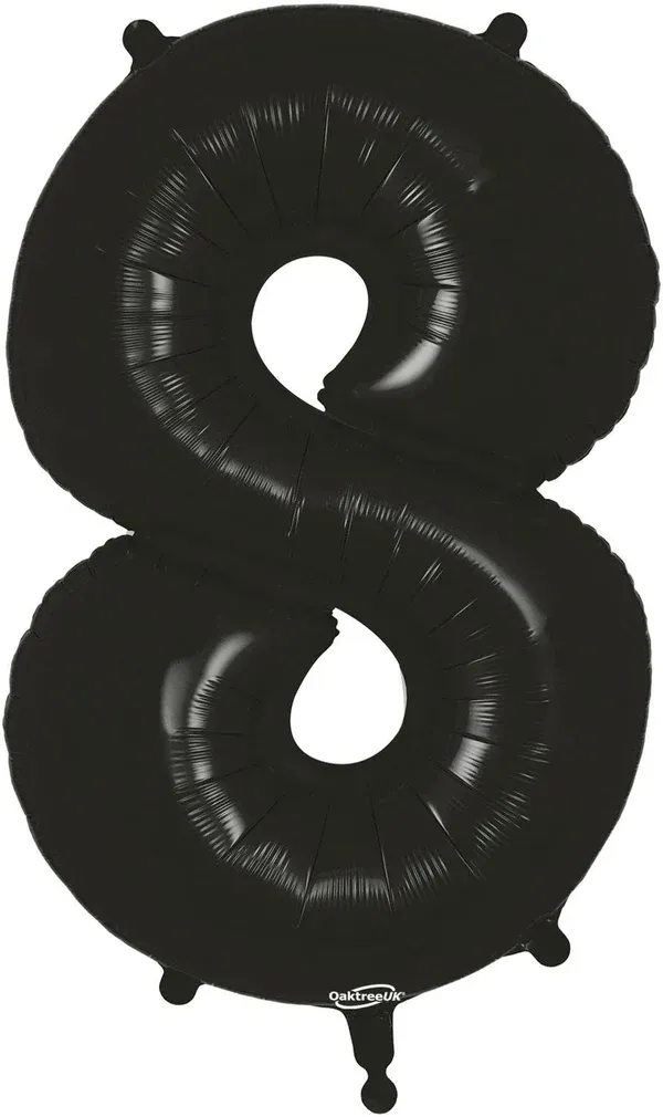 34"  Black foil number 8