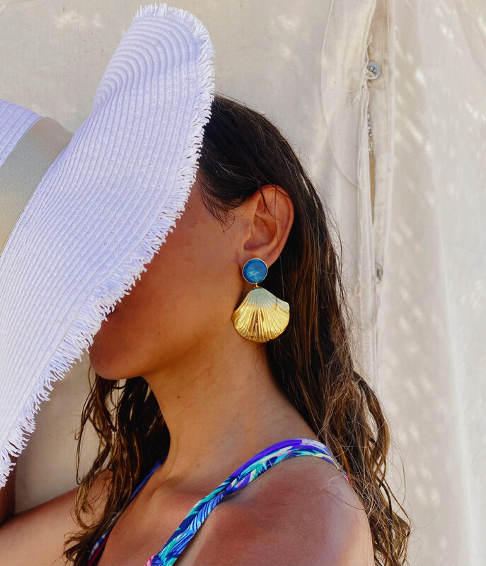 Turquoise Seashell Earrings