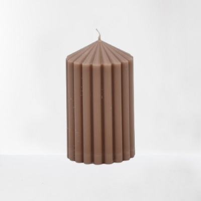 Ribbed pillar candle small- dusty pink