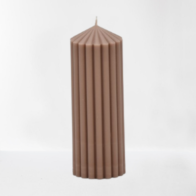 Ribbed pillar candle large- dusty pink