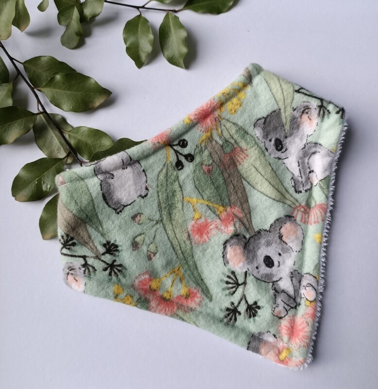 Green koala bandana bib