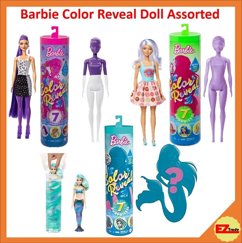 Mattel Barbie Color Reveal Doll with 7 Surprise: Water Reveals Doll’s Look &amp; Creates Color Change on Face &amp; Hair