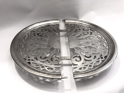 Untersetzer selten ungewöhnlich für Teekanne Kaffeekanne Fleischplatte Größe verstellbar ausziehbar auf Rädern 19.Jahrhundert , ca.1880 versilbert Frankreich