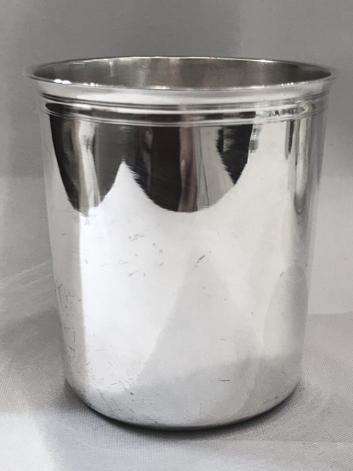 Taufbecher Trinkbecher Wein Becher antik Silber 950 um 1810  Empire schlichte, glatte gerade Form , antique silver beaker christening mug