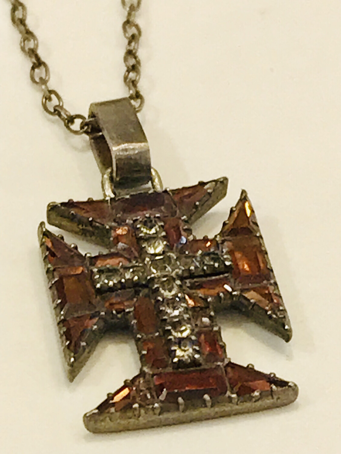 Kreuz Anhänger Granaten Strass Silber Johanniter Malteser  Military Order Of Christ Portugal um 1750