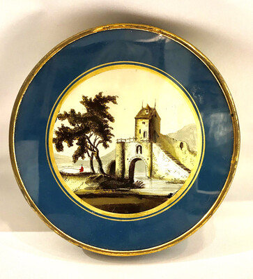 Schokoladenkiste um 1810 Rarität Schokoladen Pralinen Schachtel Karton antik Anfang 19.Jahrhundert Unterglasmalerei , rare antique chocolat box