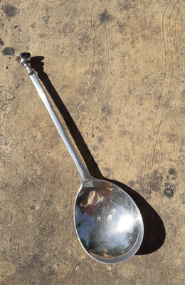 Antiker Sterling Silber Löffel England 1659 mit Punzen, Richard Cromwell, 1Jahr vor  König Karl II, silver spoon hallmarked , King Charles II 17th century Commonwealth Puritan