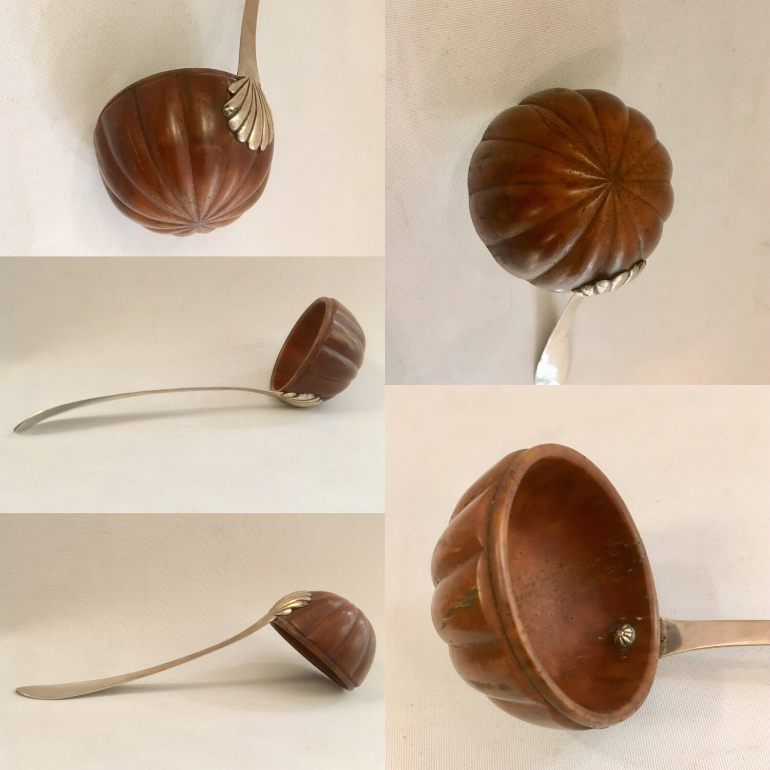 Antike Silber Holz Kelle um 1800 deutsch Biedermeier Empire, antique Georgian silver wood ladle