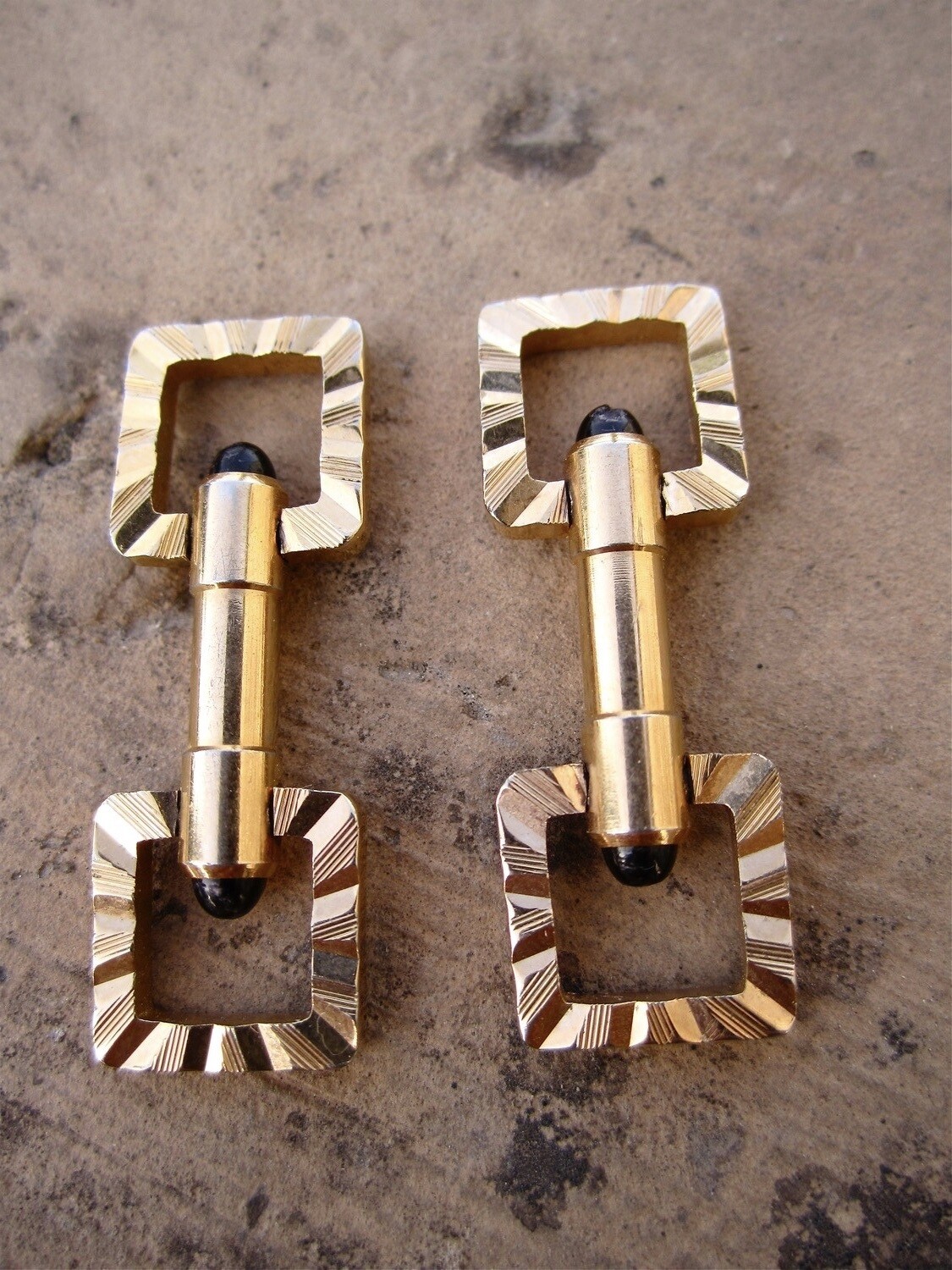 Manschettenknöpfe Art Deco vergoldet um 1925 mit blauen Steinen, Cartier Stil, gold plated cufflinks in Cartier style