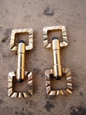 Manschettenknöpfe Art Deco vergoldet um 1925 mit blauen Steinen, Cartier Stil, gold plated cufflinks in Cartier style