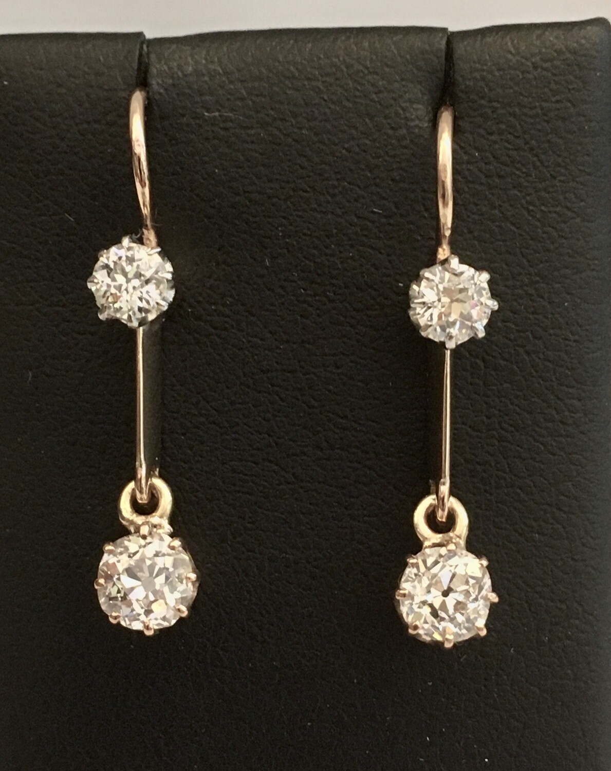 Paar schöne schlichte Altschliff Diamant Ohrringe 585 Gold Deutschland um 1900
