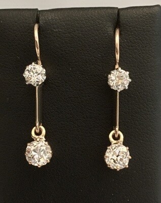 Paar schöne schlichte Altschliff Diamant Ohrringe 585 Gold Deutschland um 1900