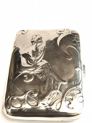 Silver art nouveau cigarette case France by Charles Murat