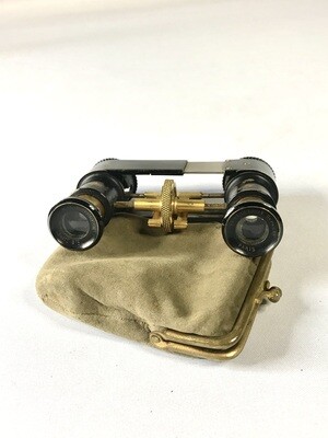 Ungewöhnliches antikes Fernglas Opernglas verstellbar um 1910 Messing schwarz lackiert im original Etui, Maison Duvelleroy Paris, Deposé, Max. Balbreck, unusual french antique telescope opera glasses