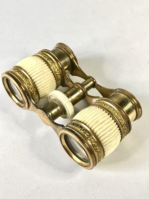 Elegante antike Operngläser Messing vergoldet, Bein, Mitte 19. Jahrhundert Frankreich ,Patent Brevete d´invention, Napoleon III