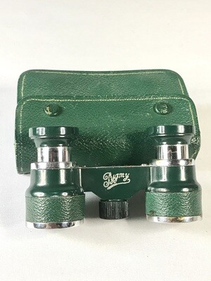 Art Deco grüne Opernglas im original Etui `Pygmy´um 1930