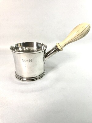 Antiker Silber Cognac Wärmetopf England 1731 mit Elfenbein Griff (mit Gutachten) George II ,antique  hallmarked english silver brandy pan with ivory with expertise