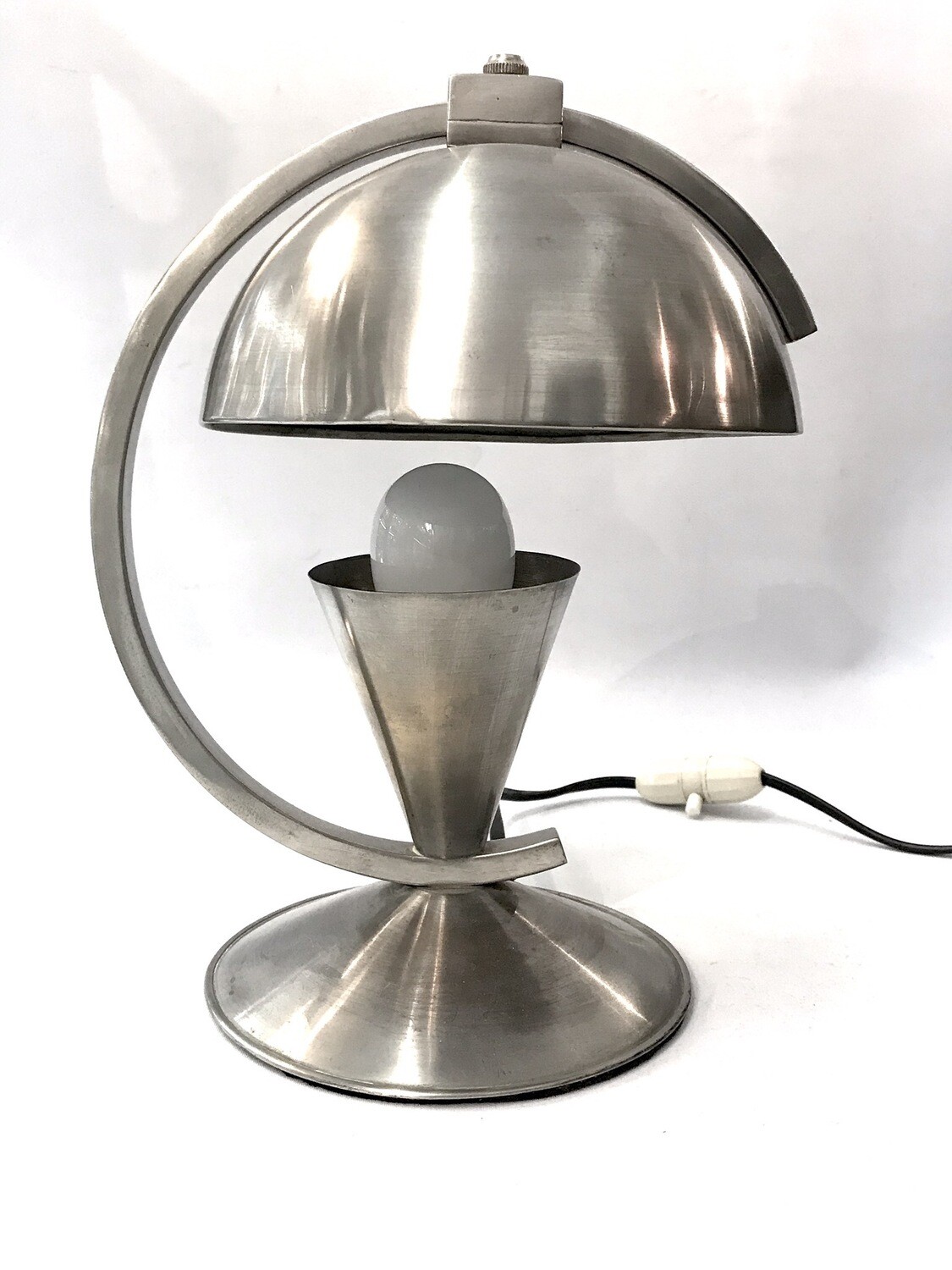 W.H. Gispen Niederlande Tischlampe Schreibtisch Lampe Messing vernickelt,20‘er Jahre Pilzlampe, Modernist, desk lamp Netherlands Art Deco 