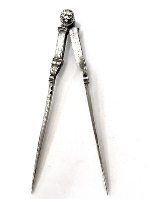 Antique noble drawing compass Renaissance silver Italy around 1580 with lion&#39;s head measuring device scientific instrument measure ,nautical , astronomers, master builders, geographers ,sailors