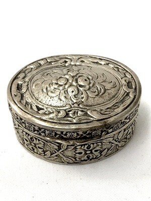 Ovale Silber Dose Pillendose Rosenmuster um 1910 , silver pill box art nouveau