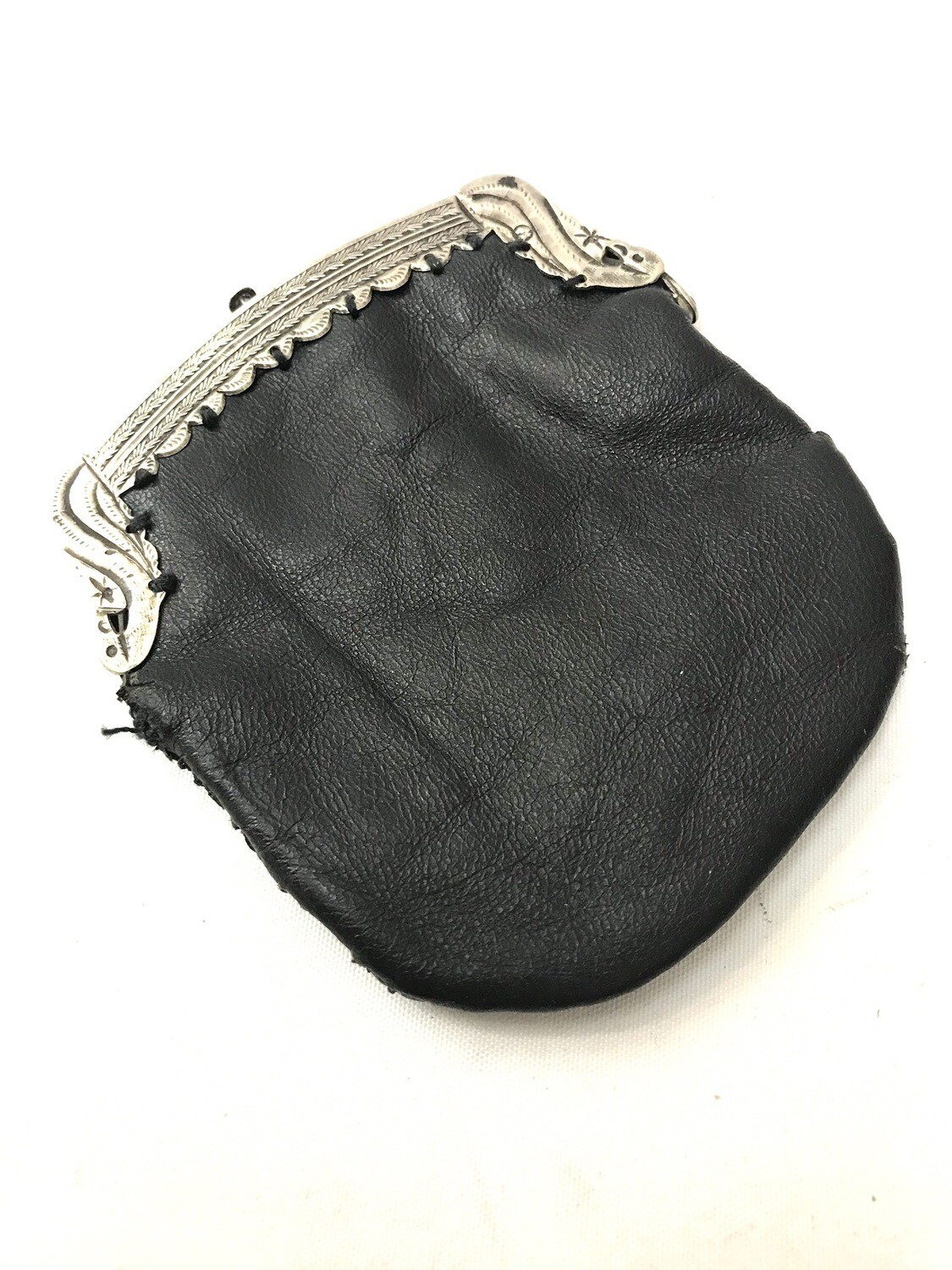 Silber Portemonnaie Geldbeutel Geldbörse Leder 1866 Niederlande, dutch silver framed purse with leather