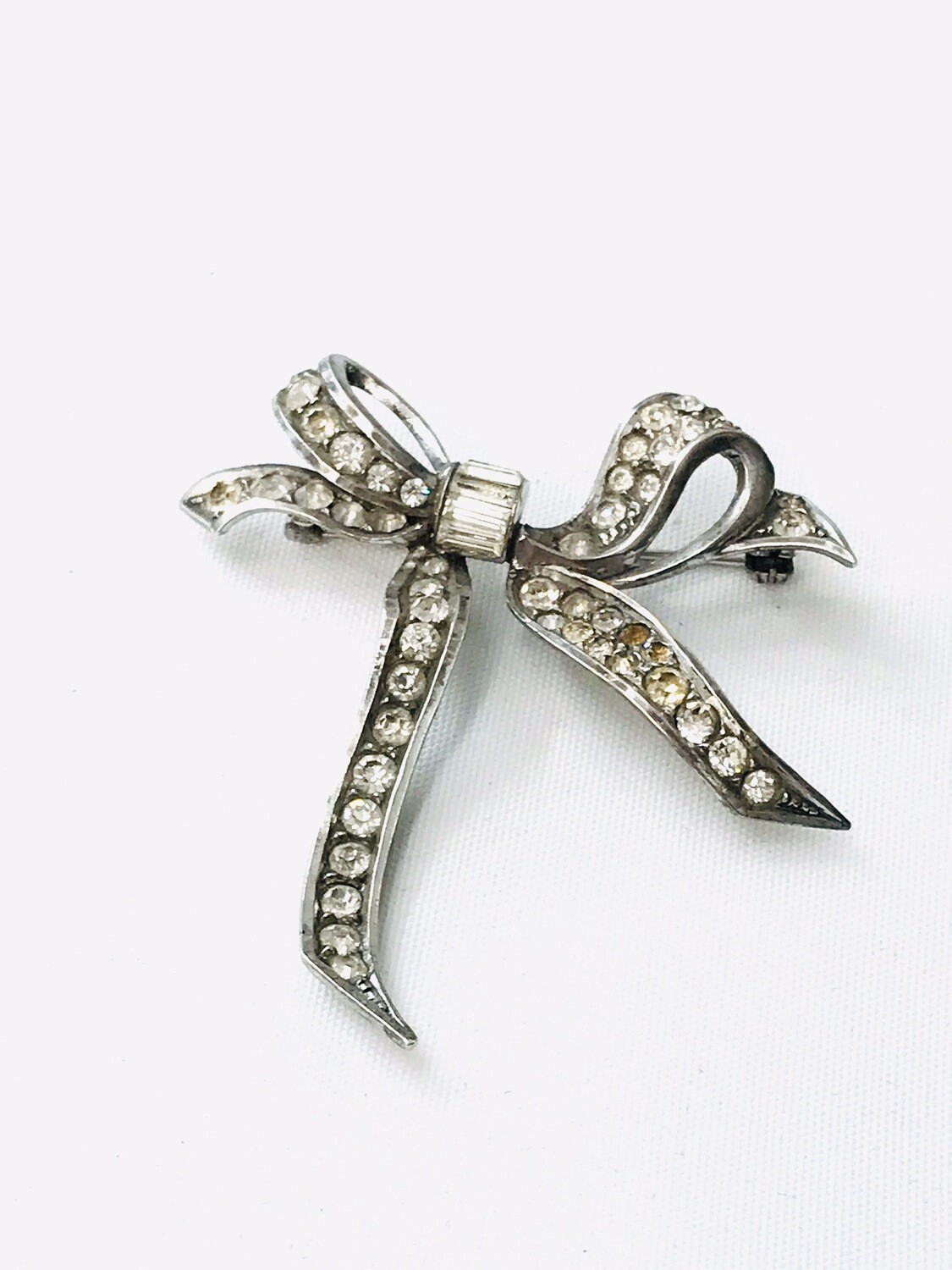 Silber Strass Brosche große Schleife um 1930 Art Deco , silver paste brooch bow shaped