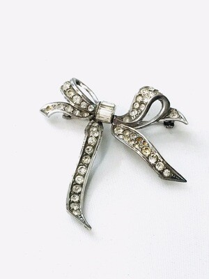 Silber Strass Brosche große Schleife um 1930 Art Deco , silver paste brooch bow shaped