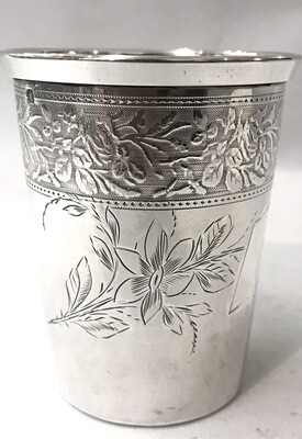 Silber Taufbecher, Trinkbecher Jugendstil um 1900 Blüten Blätterranken, silver art nouveau beaker, christening mug,timbale en argent