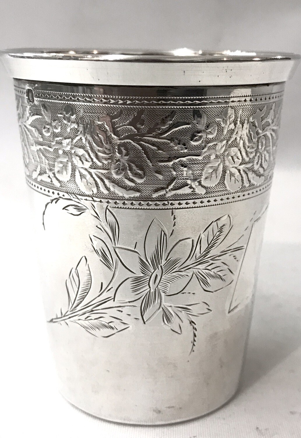 Silber Taufbecher, Trinkbecher Jugendstil um 1900 Blüten Blätterranken, silver art nouveau beaker, christening mug,timbale en argent