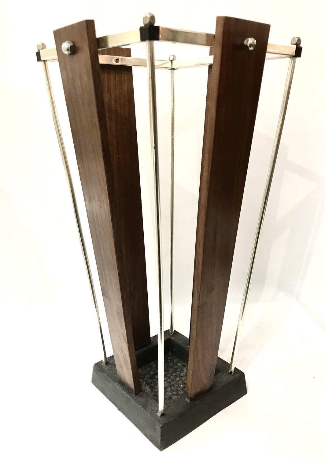 Art Deco Schirmständer Edelholz Palisander Frankreich Chrom um 1925 im Stil von Adnet , Ruhlmann, fantastisches Design