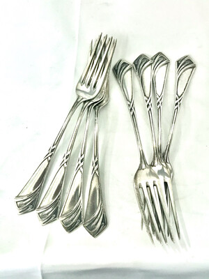 8 medium forks 800 Silver Kaltenbach Karl &amp; Söhne , Art Nouveau medium silver forks Germany ca.1905