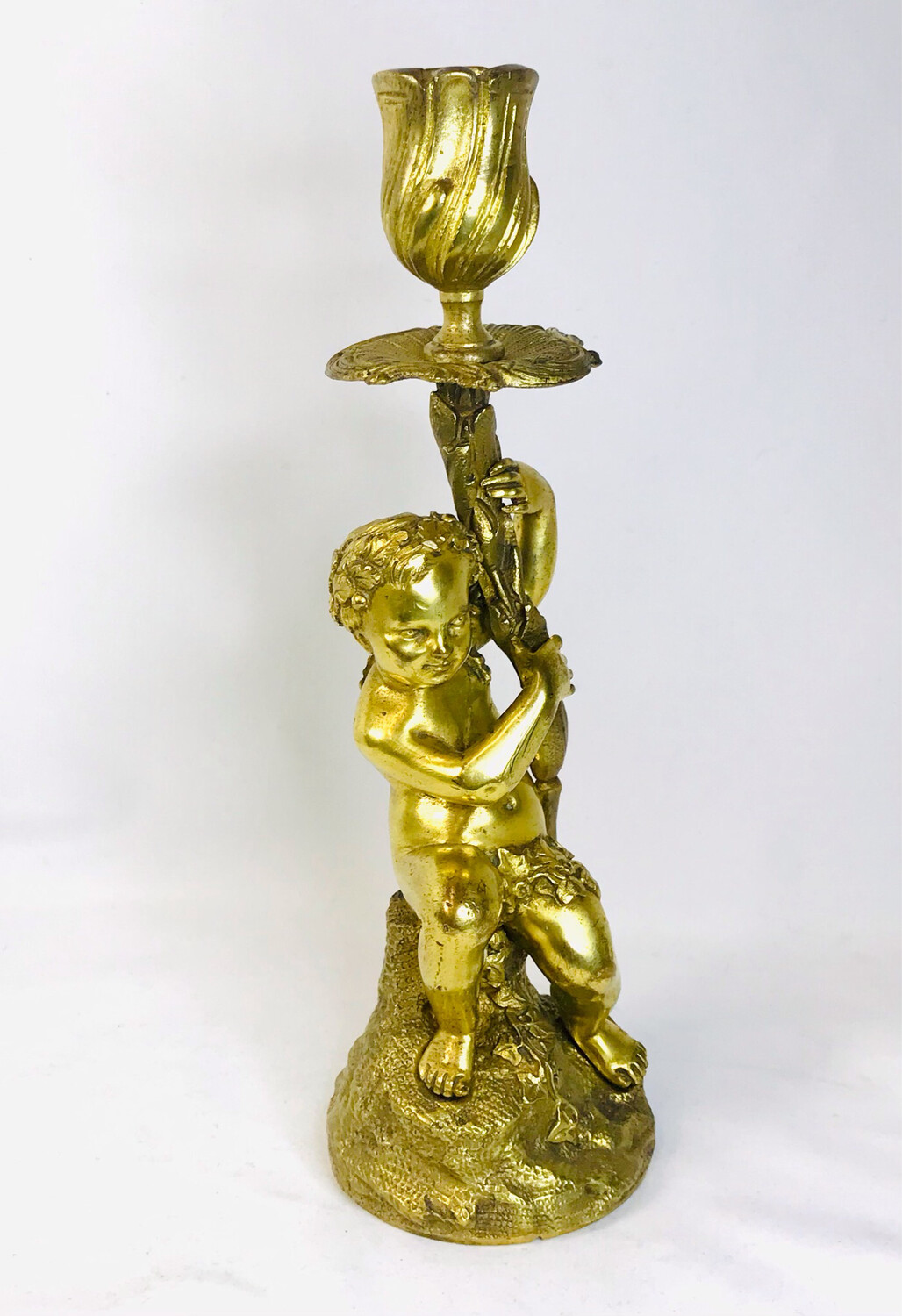 Antiker Putti Kerzenleuchter Bronze feuervergoldet um 1780 Frankreich 18. Jahrhundert, putto candlestick 18th century ormolu
