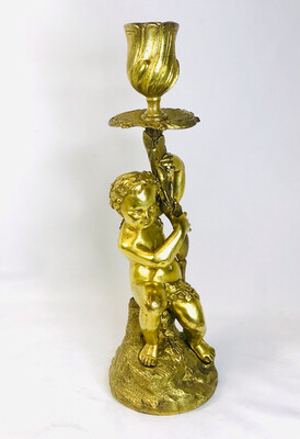 Antiker Putti Kerzenleuchter Bronze feuervergoldet um 1780 Frankreich 18. Jahrhundert, putto candlestick 18th century ormolu