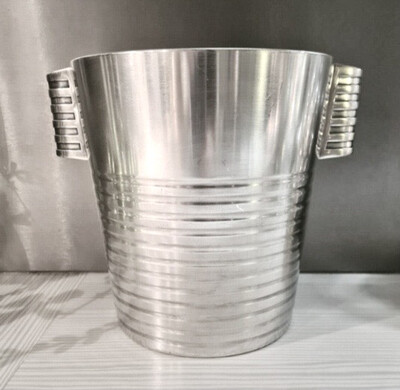 Art Deco 1920’s silver plated Christofle champagne cooler, champagne cooler, wine cooler for ice cubes, designer Luc Lanel for the passenger ship &#39;Normandie&#39; , bottle cooler, breathtaking design with exceptional handles on the sides
