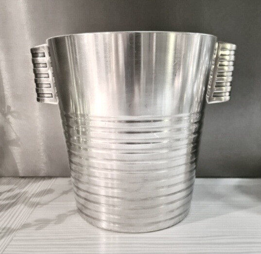Art Deco 1920’s silver plated Christofle champagne cooler, champagne cooler, wine cooler for ice cubes, designer Luc Lanel for the passenger ship &#39;Normandie&#39; , bottle cooler, breathtaking design with exceptional handles on the sides